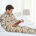 thumbnail image 6 of Honeii Shiba Inu Dog Pattern Mens Pajamas Set,2pcs Men's Lounge Long Sleeve Sleep Shirt and Pajama Bottoms Sleepwear Set,Mens Pjs Sets-Large, 6 of 7