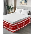 thumbnail image 4 of Chrsitmas Snowflake Bed Skirt Winter Snow Red Background Bed Skirts Queen Size 18 Inch Drop, Wrap Around Dust Ruffle&nbsp;Bedskirt with Adjustable Elastic Belt for Queen Size Beds, 4 of 7