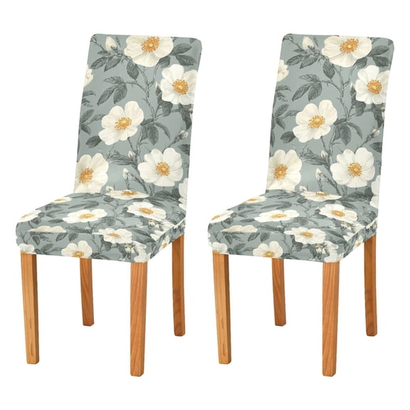 Yayeee 2 Pack Dining Chair Covers Stretch Parson Chairs Slipcovers Seat Protector, Sage Green Flower Pattern