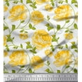 thumbnail image 1 of Soimoi Crepe Silk Fabric Leaves & Rose Floral Print Fabric by Yard 42 Inch Wide, 1 of 1