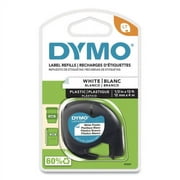 DYMO LetraTag Plastic Label Tape Cassette, 0.5" x 13 ft, White, Each