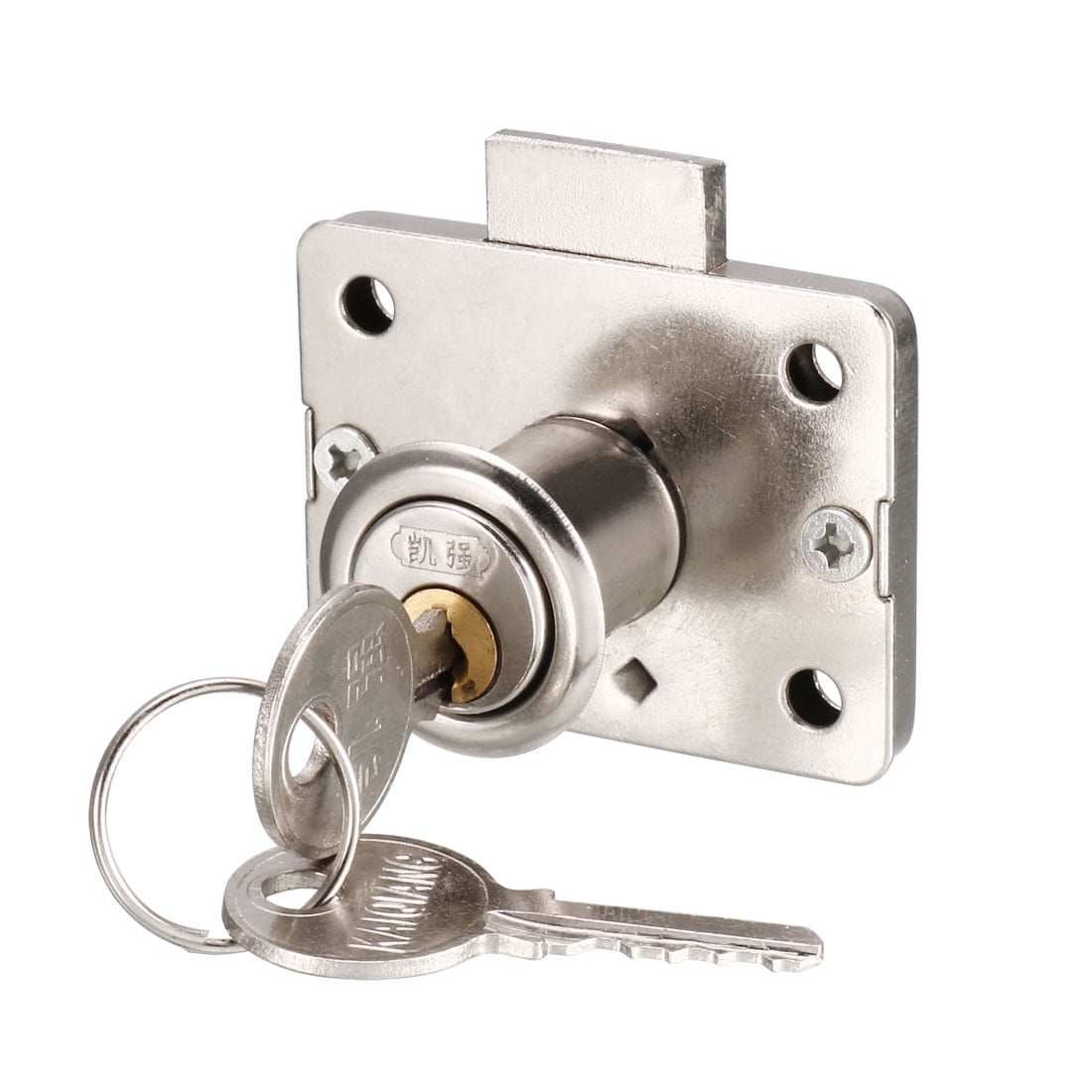 Cylinder Silver Tone Deadbolt Drawer Lock 2 Keys for Cabinet Cupboard P9N3