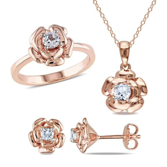 Everly Women's Created Sapphire Rose Gold Plated Jewelry Set