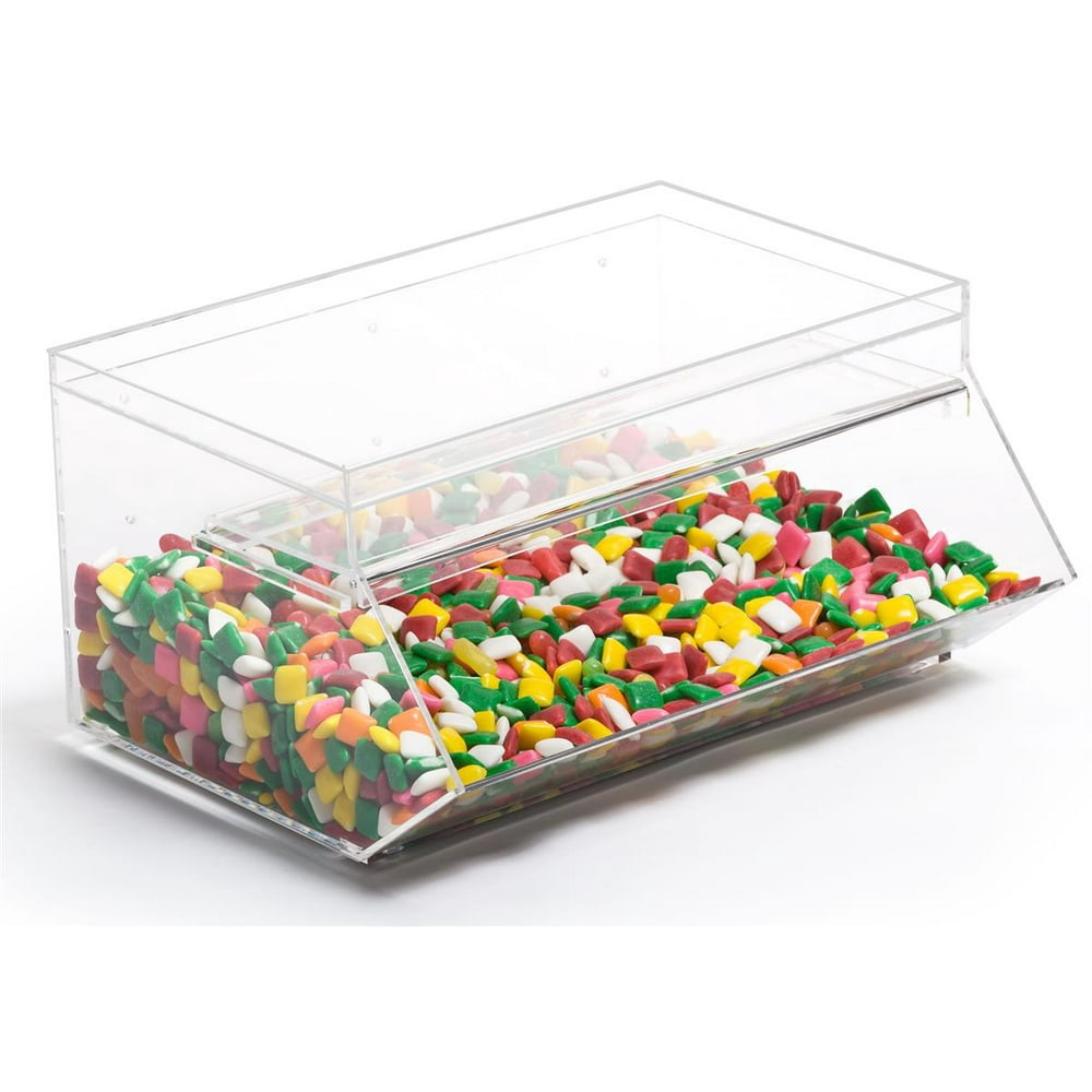 Clear Acrylic Candy Bin With Sliding Door, Stackable, Frameless Design