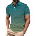 thumbnail image 2 of VgaVtl Short Sleeve Polo Shirt Men Summer Big and Tall Casual Button Vacation Collared Striped Clothes for Men Shirts, 2 of 5