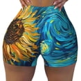 thumbnail image 2 of Susaid Starry Sunflower Dreamscape Print Intensify Workout Shorts for Women Seamless Scrunch Short Gym Yoga Running Sport Active Exercise Fitness Shorts-Medium, 2 of 8
