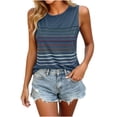 thumbnail image 2 of Vivianyo HD Women's Colorful Horizontal Striped Scoop Neck Sleeveless Tank Top, Casual Basic Summer Vest Top, Women's Black, Sizes S-2XL, 2 of 8