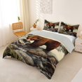 thumbnail image 2 of Castle Fairy Fishing Brown Bear Duvet Cover Queen,Waterfall Pine Mountain Salmon Queen Bedding,Brown Teal White,Grey Reversible,3-Piece,No Comforter,1 Duvet Cover and 2 Pillowcases, 2 of 5