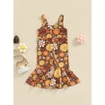 thumbnail image 4 of Bagilaanoe Toddler Baby Girl Jumpsuit Sleeveless Floral Print Romper Sling Overalls 12M 18M 24M 3T 4T 5T Kids Long Flared Pants Casual Outfits, 4 of 8