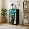 thumbnail image 7 of Dresser for Bedroom with 4 Storage Drawers African Black Girl Beauty Teal Hair African American Black Women Dressers Chest of Drawers Steel Framed Fabric Closet Organizers for Entryway, 7 of 7