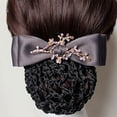 thumbnail image 2 of Visland Women Hair Net Temperament Flower Shape OL Style Fishnet Hair Decoration Decorative Soft Bow-knot Lady Bud Hair Net for Airline Stewardess, 2 of 2