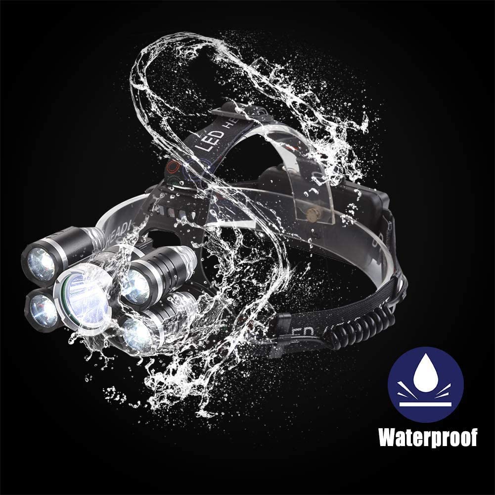 Headlamp 12000 Lumen Ultra Bright CREE LED Work Headlight Micro-USB  Rechargeable, Modes Head Lamp Waterproof Headlamps for Camping Hiking  Hunting Hard Hat Workers