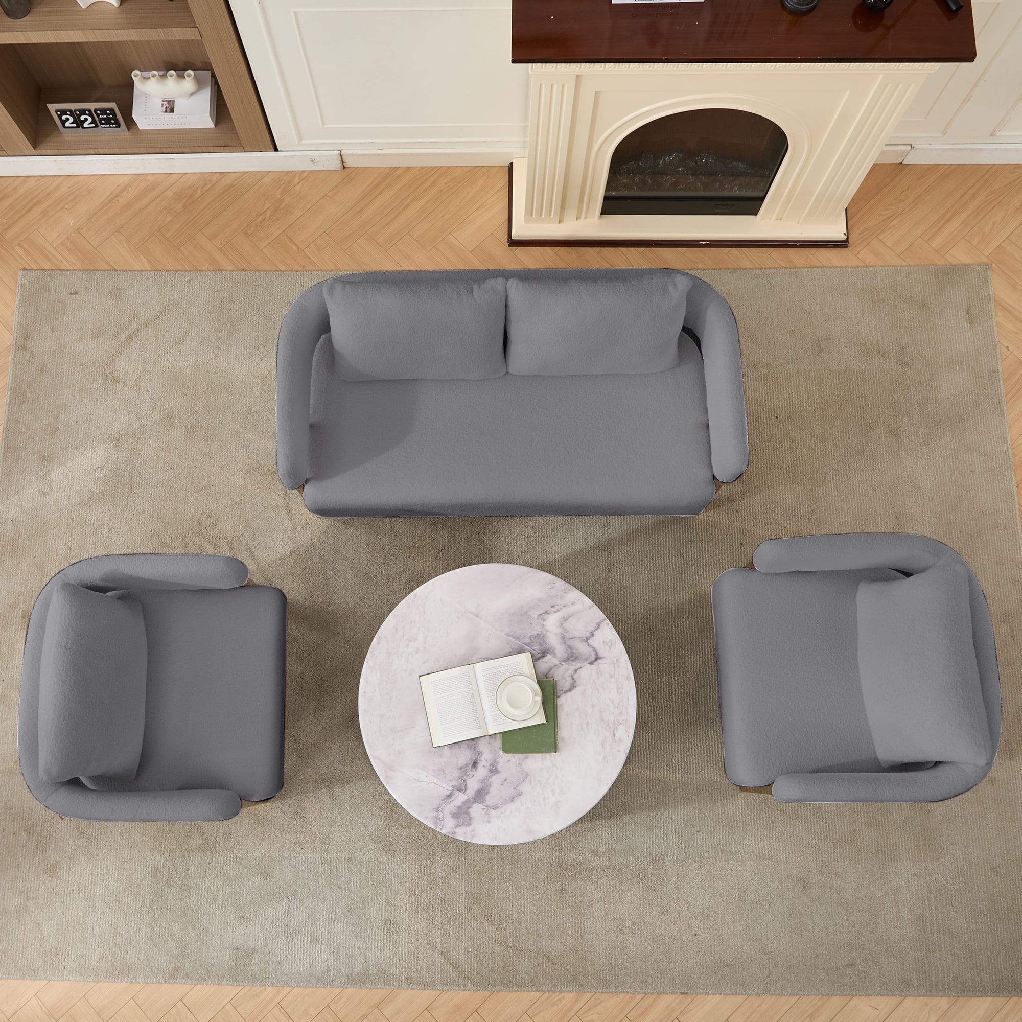 51" Small Sofa Couch Comfy Modern Teddy Upholstered 2-Seater Love Seats for Apartment,Bedroom,Office,Grey