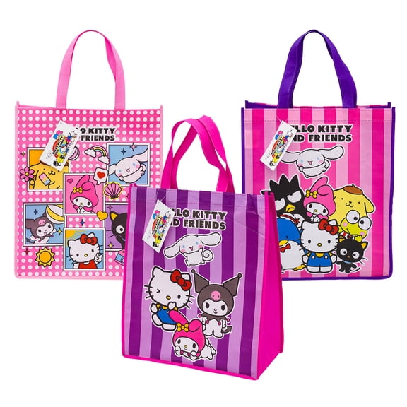 Large Hello Kitty and Friends Reusable Tote Bags, 16 in, 3 Assorted Colors, 86330