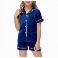 thumbnail image 1 of Curenmufel Ensemble de Pyjama pour Filles à Manches Courtes, Pyjamas pour Enfants, Pyjamas pour Filles à Manches Courtes, Haut de Sommeil à Col Rond, Pyjamas pour Fille Taille 12-13 (Bleu, 12-13 Ans), 1 of 4