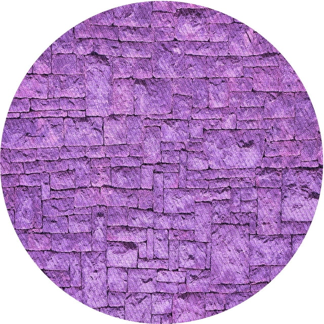 Ahgly Tapis Rond Lavable en Machine Intérieur Transitionnel Heliotrope Violet, 5 Pieds Rond