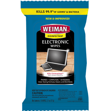 Weiman Electronic Cleaning & Disinfecting Single Use Wipes, 15 count pack