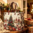 thumbnail image 2 of Quilted Christmas Tote Bag, Reusable Holiday Gift Bag, Large Shopping Tote Hand Bag with Christmas Tree Print, Festive Carryall for Grocery Shopping, Gifts,Daily Use, 2 of 2