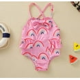 thumbnail image 2 of stylesilove Baby Toddler Girls Rainbow Print One-Piece Swimsuit Ruffle Crisscross Back Bathing Suit Beach Swimwear (18 Months, Pink), 2 of 7