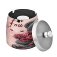thumbnail image 2 of YAZAOO Ashtray for Cigarettes Stainless Creativity Bear Holding Rose Pattern Steel Smokeless Ashtrays, 2 of 7