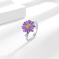 thumbnail image 4 of Rotatable CZ Purple White Daisy Flower Ring for Women Silver Gold-Toned Crystal Floral Stackable Statement Open Band Spinner Finger Ring Comfort Fit Adjustable Fidget Anxiety Relieving Stress Jewelry, 4 of 11