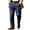Navy, variant on TOMVIGX Mens Striped Dress Pants Loose Fit Elastic Waist Button Closure Wide Leg Business Slacks with Pockets Daily Casual Trousers
