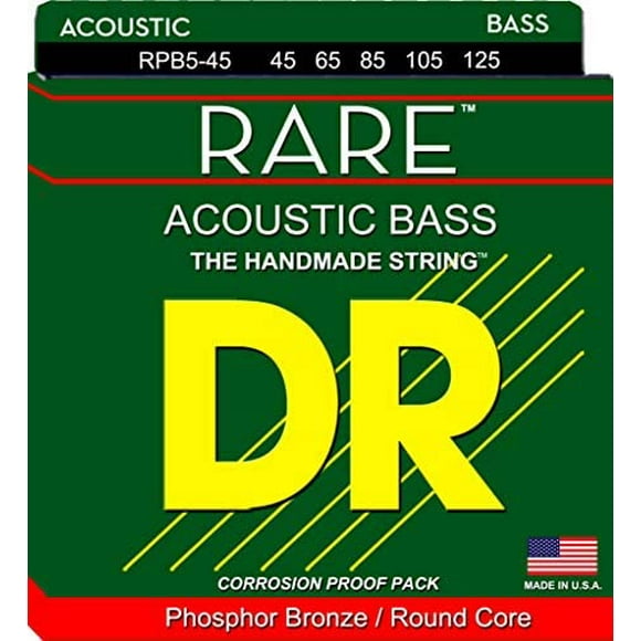 DR Strings Rare-Phosphor Bronze Acoustic 5 String Bass 45-125