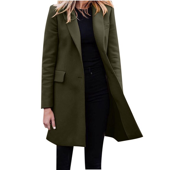 ylioge Winter Coats for Women 2023 Trendy, Womens Elegant Fleech Thicken Trench Coat Warm Lightweight Long Sleeve Lapel Casual Plus Size Long Cardigan Winter Blazer for Women 2023