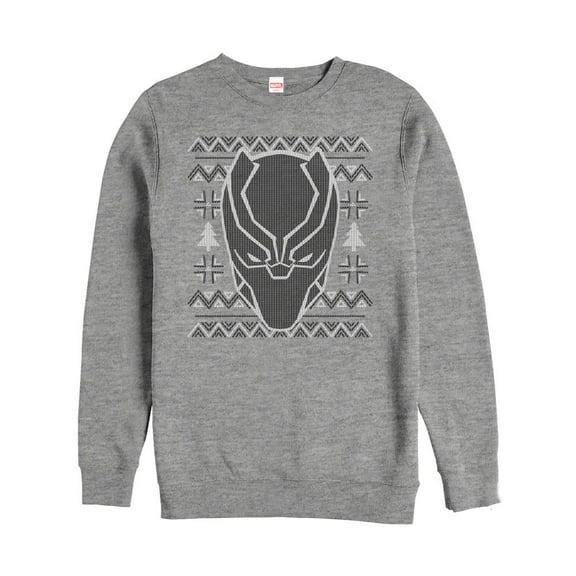 Men's Marvel Ugly Christmas Panther Mask Sweatshirt Athletic Heather Small
