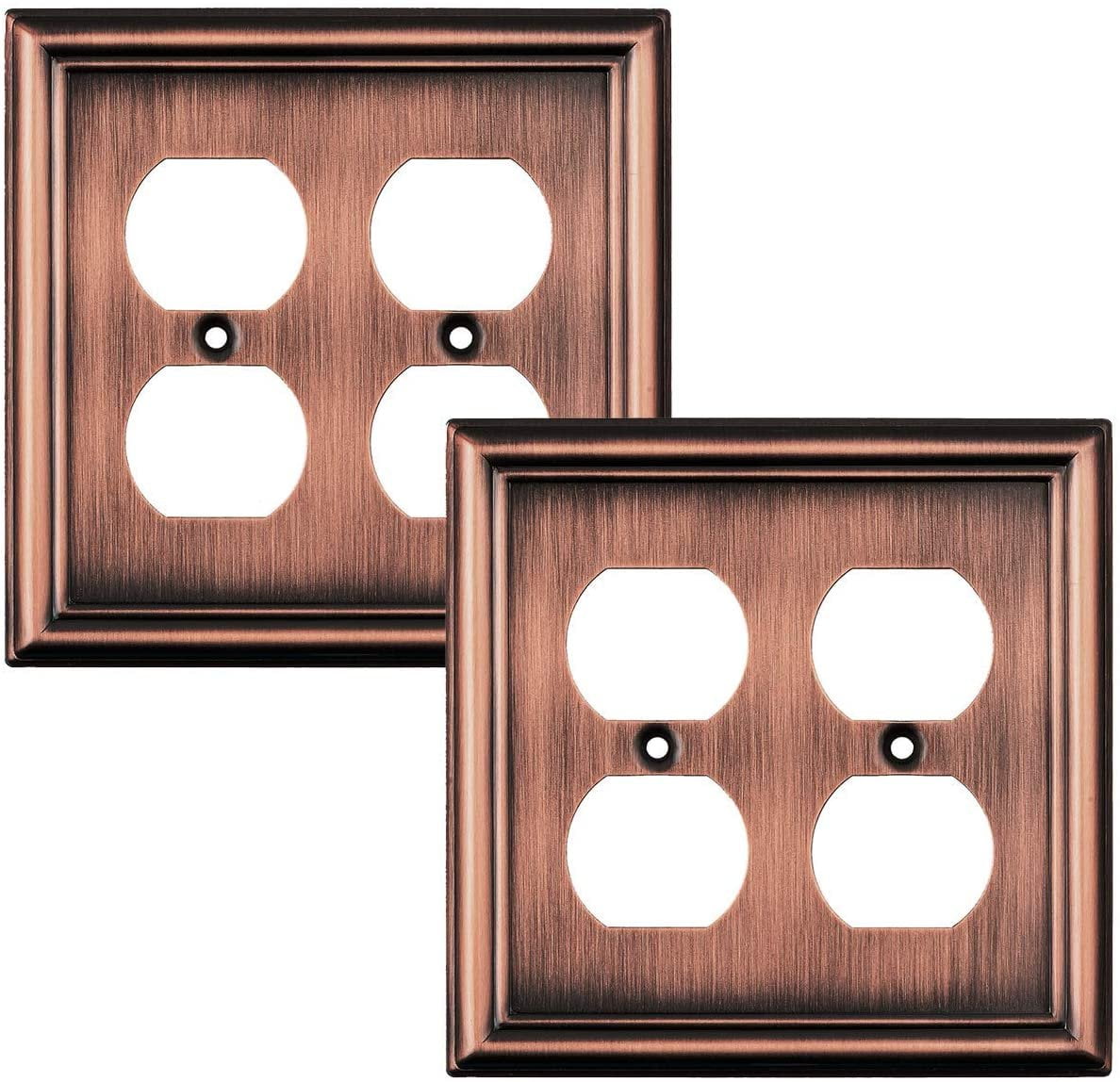 Sleeklighting 2 Pack Decorative Beveled Copper Outlet Covers 2 Gang
