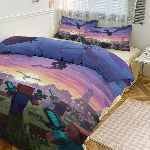 Fortnite Bedding Sets Twin Queen King Size Game Printed Bed Set 3Pcs Duvet Cover Bedroom Decor for Boys Girls Adult Gift 1Comforter 2 Pillowcases