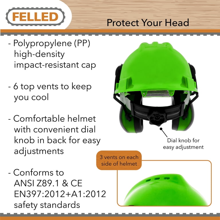 DS-SMAAT 4-in-1 Forestry Helmet Kit – Chainsaw Hard Hat With Double Visor (Mesh & Clear PC), Ear Muffs, ANSI Z89.1 Certified For Arborists