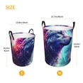 thumbnail image 3 of Balery Starry Multicolored Wolf Cesta de ropa redonda con asas, impermeable, independiente, para ropa, juguetes, dormitorio y familia-Small, 3 of 6