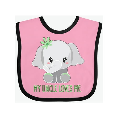 

Inktastic My Uncle Loves Me- cute elephant Gift Baby Boy or Baby Girl Bib