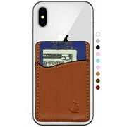 Premium Leather Phone Card Holder Stick On Wallet for iPhone and Android Smartphones Kangaroo (Brown Leather) by Wallaro