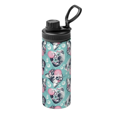 

Goofa Bubble Cat Cute Print 18oz Sports Insulated Kettle With Straw Water Bottle Sports Water Bottle For Running Hiking Cycling Climbing Mans Womans