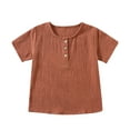thumbnail image 2 of YUNAFFT T-shirt Décontracté Garçons Filles Col Rond Froissé Boutonné Style Décontracté à la Mode, 2 of 4