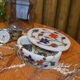 thumbnail image 3 of Marble Jewelry Box Lapis Lazuli Inlaid Floral Marqutery Arts Gifts Décor, 3 of 3