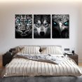 thumbnail image 2 of Leopard Wolf Eagle Canvas Wall Hieng Black and White Picture Blue Eye Animal Painting Wildlife Prints for Living Room Bedroom Wall Decor Framed, 2 of 6