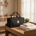thumbnail image 2 of Pcksrro Diaper Caddy Portable Quilted Basket With Removable Dividers Handles For Nursery Nursery Storage Basket For Diapers Wipes Toys Baby Black, 2 of 6