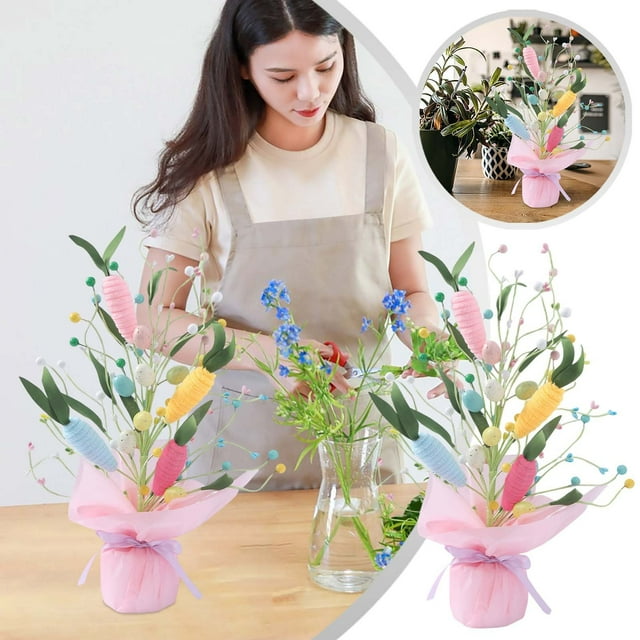 Easter Decorative Eggs Simulation Of Green Branches Holiday Desktop Atmosphere Decorative Eggs