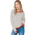 thumbnail image 1 of Zoeecloth T-Shirts Rayés pour Femmes Col Rond Manches Longues Hauts Tricotés Printemps Été Chandail S-TTG, 1 of 8