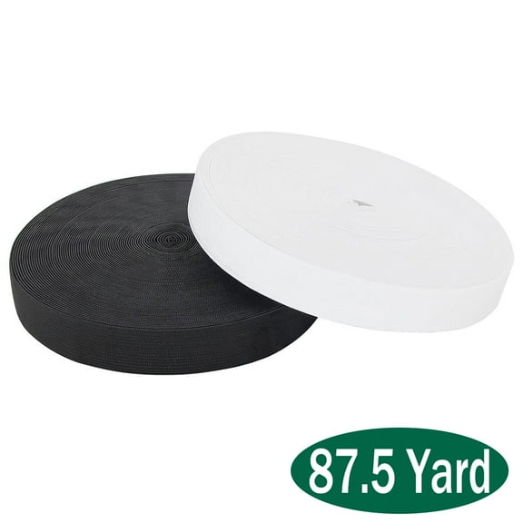 Elastic Band for Sewing Knit Waistband High Elasticity for DIY Clothes Pants and Crafts  2 Rolls Black & White 87.5 Yards