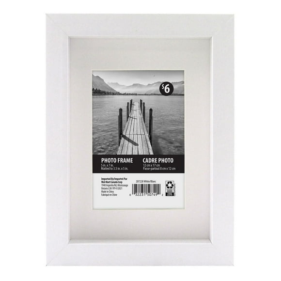 MacIntyre White Picture Frame, 5"x7" to 3.5"x5"