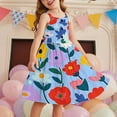 thumbnail image 2 of XUNKUSGA Girls Summer Dresses Casual Floral Boho Square Neck Midi Dress Spaghetti Straps Floral Tiered Sundress Smocked Shirred Party Dress 2-12 Years, 2 of 6