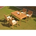 thumbnail image 4 of Grade-A Teak Dining Set: 4 Seater 5 Pc: 60" Rectangle Table And 4 Leveb Stacking Arm Chairs Outdoor Patio WholesaleTeak #51LV1305, 4 of 6