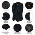 thumbnail image 2 of Dream Apparel Womens Motorcycle Vest Black Denim Vest for Ladies Biker Riding Slim Vest With Braid and Side Laces, 2 of 7