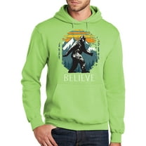 Unisex Adult I Believe in Sasquatch Bigfoot Funny Hoodie Sweatshirt, Medium Lime Green