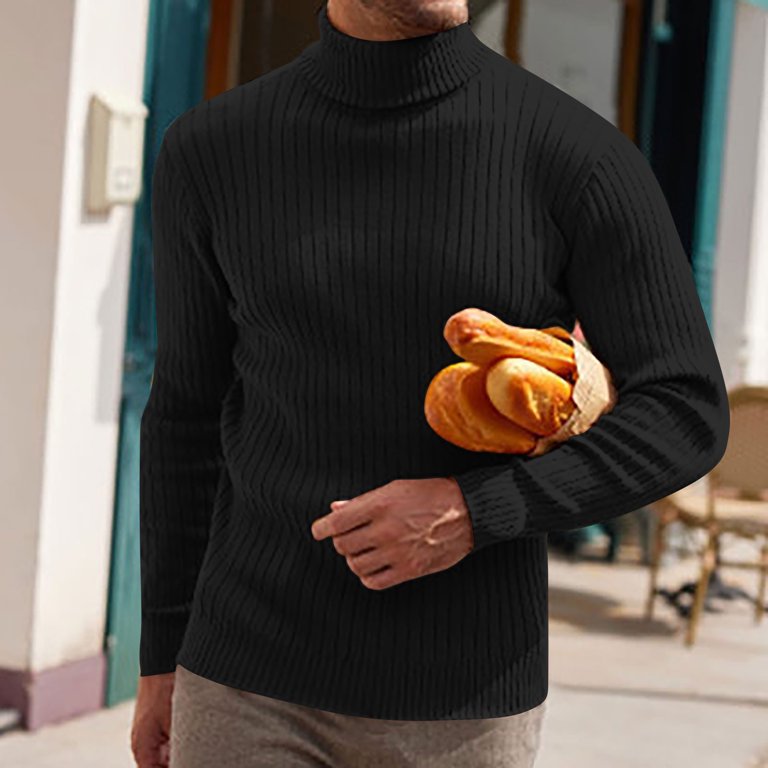 Miluxas Mens Knitted Turtleneck Sweater Long Sleeve Turtle Neck