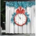 thumbnail image 4 of Ambesonne New Year Shower Curtain, Midnight Clock Pine, 69"Wx84"L, Red and Pale Grey, 4 of 5